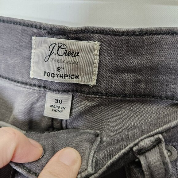 J.CREW Gray Toothpick Skinny Jeans Factory Whiskering Sz 30 - Picture 8 of 15